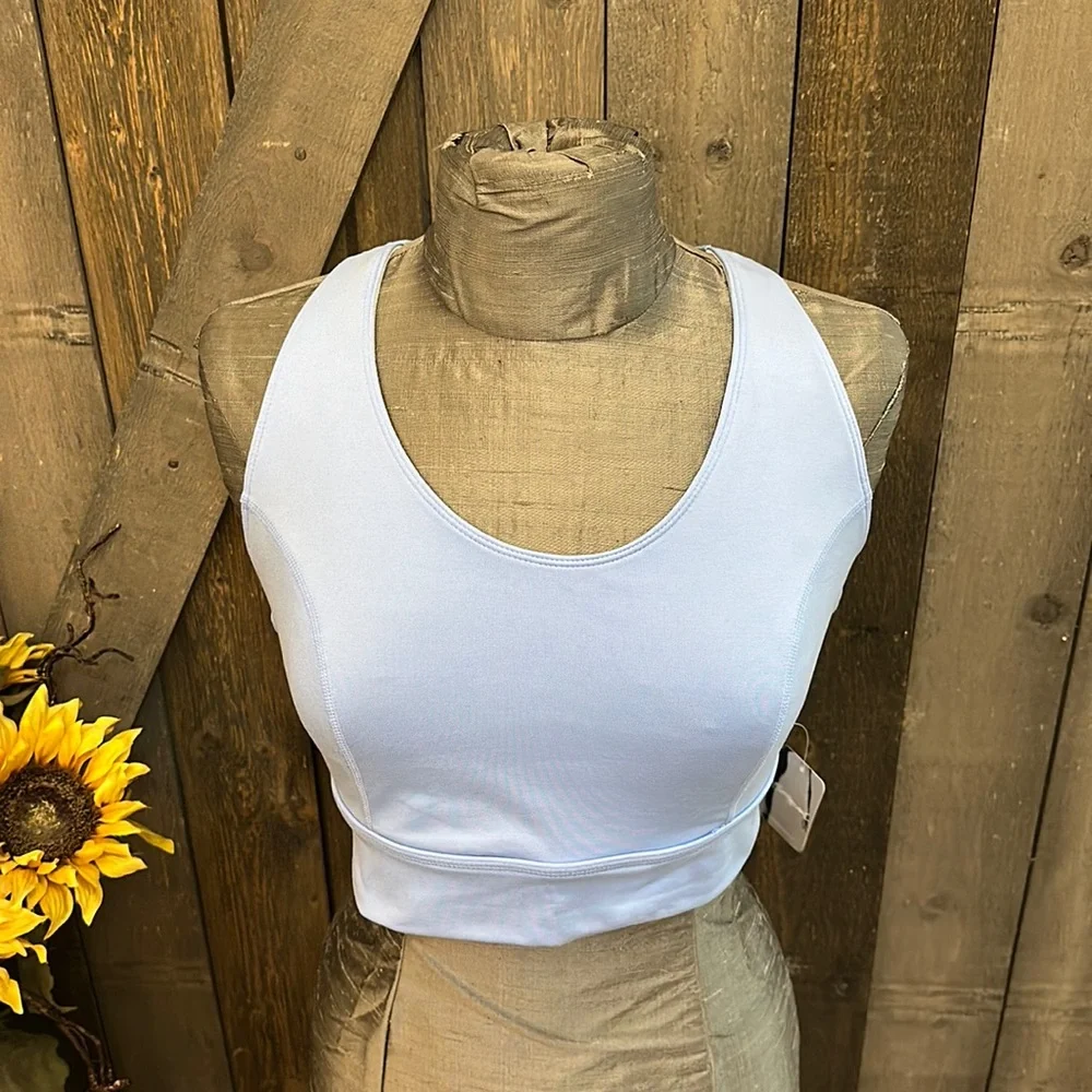 Free People Movement Corsican Sea Blue Strappy Back Sports Bra Size Large NWT - Picture 2 of 7
